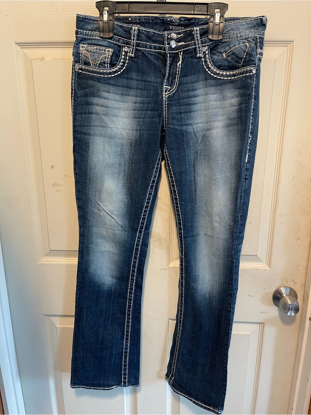 Vigoss Women's Faded Dark Blue Bootcut Jeans